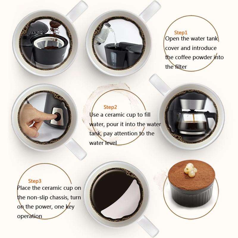 Homezest Household Small Coffee Machine Fully Automatic Portable Mini Single Cup Coffee Maker, St...
