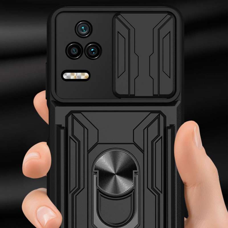 For Xiaomi Poco F4/Redmi K40S Sliding Camshield Card Phone Case(Black)