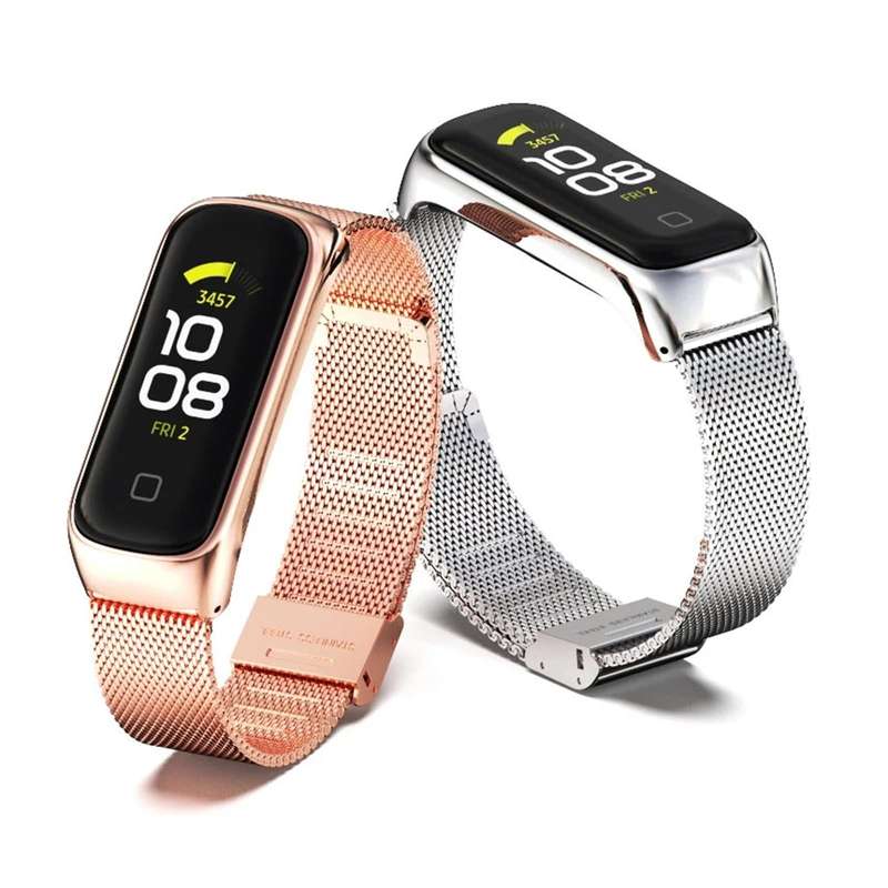 For Samsung Galaxy Fit 2 MIJOBS Milan Buckle Stainless Steel Watch Band(Rose Gold)
