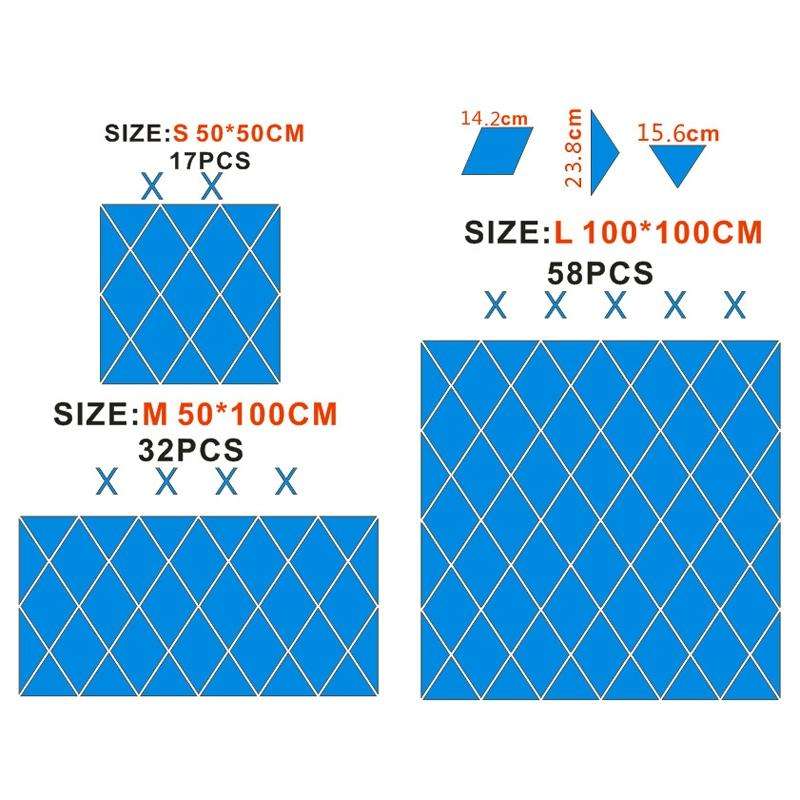 Rhombus Stitching Background Acrylic Mirror Decorative Stickers, Specification: Red Small