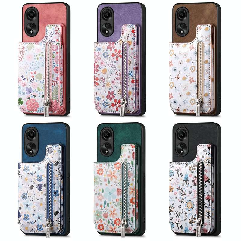 For OPPO Reno7 Z 5G Retro Painted Zipper Wallet Back Phone Case(Blue)