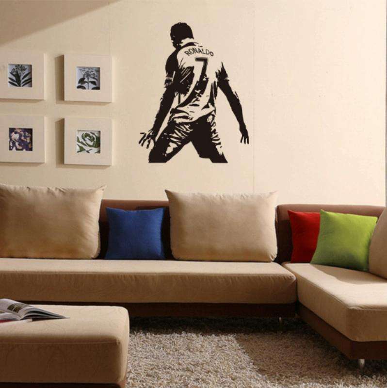 Football Player Action Silhouette Student Dormitory Bedroom Decoration Wall Sticker, Size:Small 4...