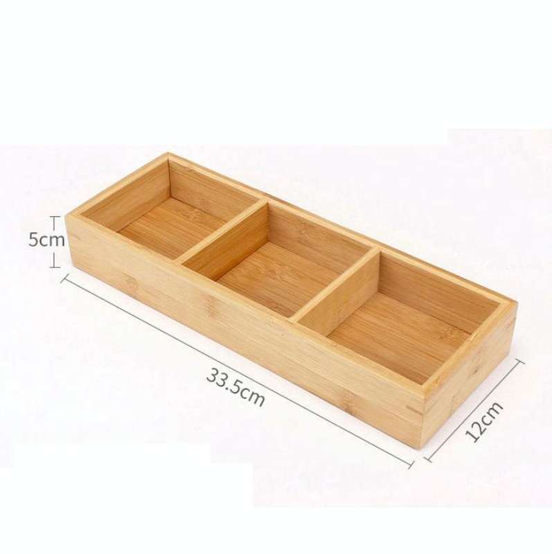 Hot Pot Bamboo Plate Compartmental Platter Vegetable Wood Tray Set Three Grid Bamboo Plate