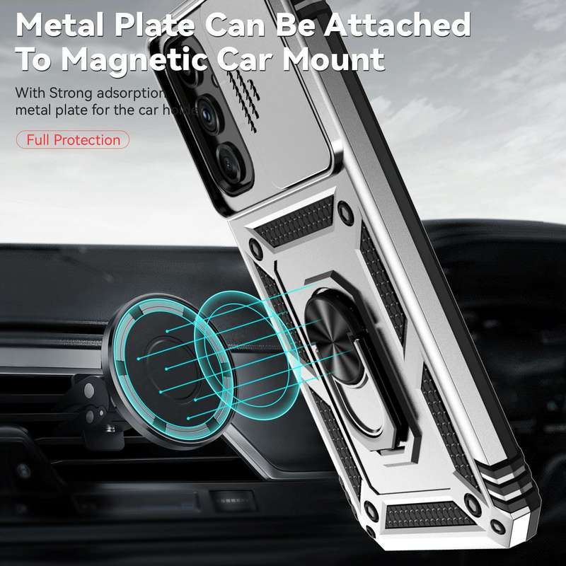 For Samsung Galaxy A34 5G Sliding Camshield Holder Phone Case(Silver)
