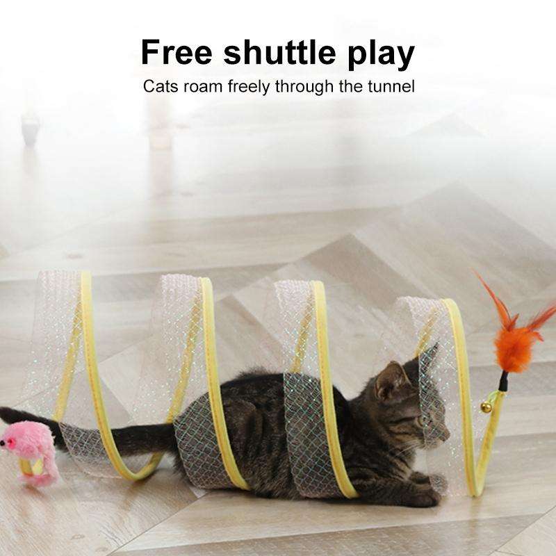 S Type Foldable Cat Tunnel Spring Toy(Mouse)