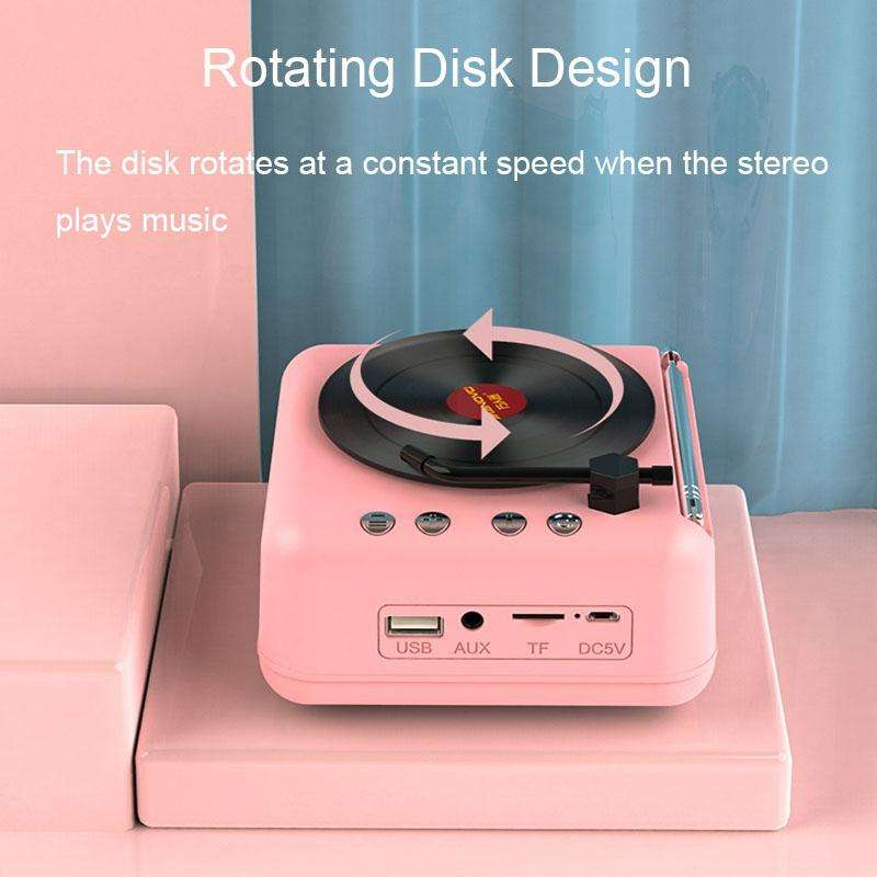 Manovo H3 Macaron Vinyl Record Player Bluetooth Speaker Retro Radio Stereo(Yellow)