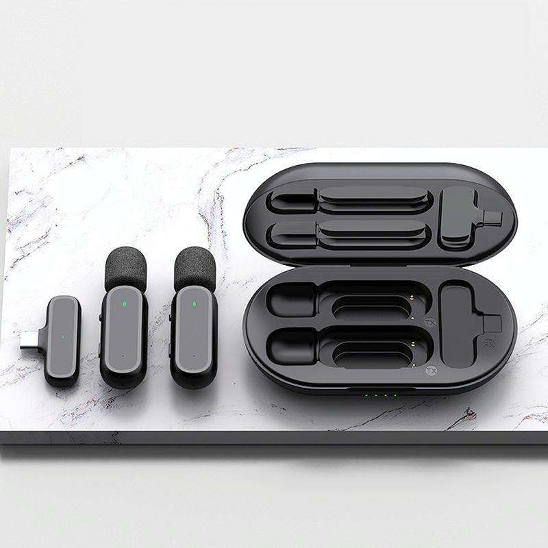 Wireless Lavalier Noise Reduction Microphone USB-C Clip On Microphone with Charging Case