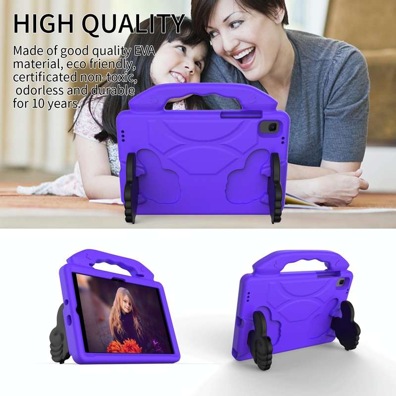 For Samsung Galaxy Tab A8 10.5 2021 X200 / X205 Thumb Bracket EVA Shockproof Tablet Case(Purple)