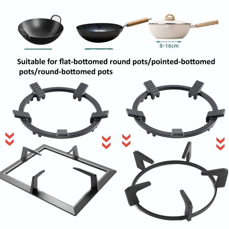 Gas Stove Anti-Slip Rack Cast Iron Anti-Slip Wok Support Ring(Black)