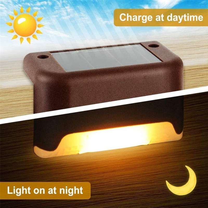 12 PCS Solar Powered LED Outdoor Stairway Light IP65 Waterproof Garden Lamp, Warm White Light(Brown)