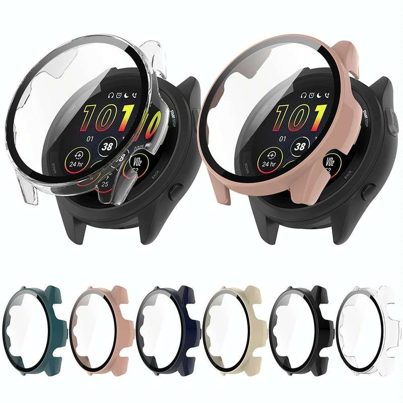 For Garmin Forerunner 165 / 165 Music PC + Tempered Film Integrated Watch Protective Case(Black)