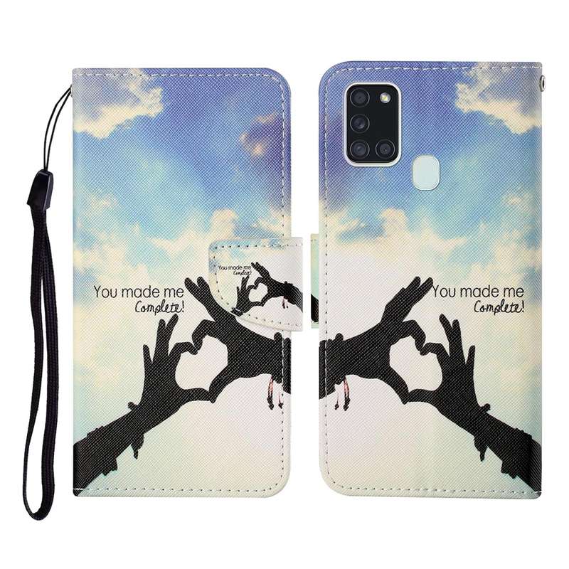 For Samsung Galaxy A21s Colored Drawing Pattern Horizontal Flip Leather Case with Holder & Card S...