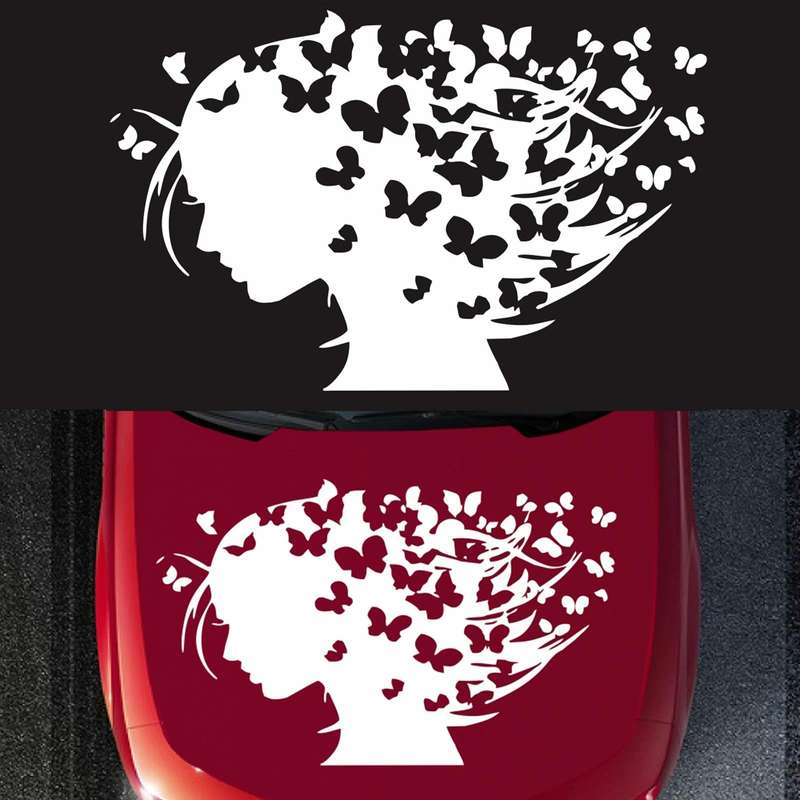 D-956 Butterfly Girl Pattern Car Modified Decorative Sticker(White)