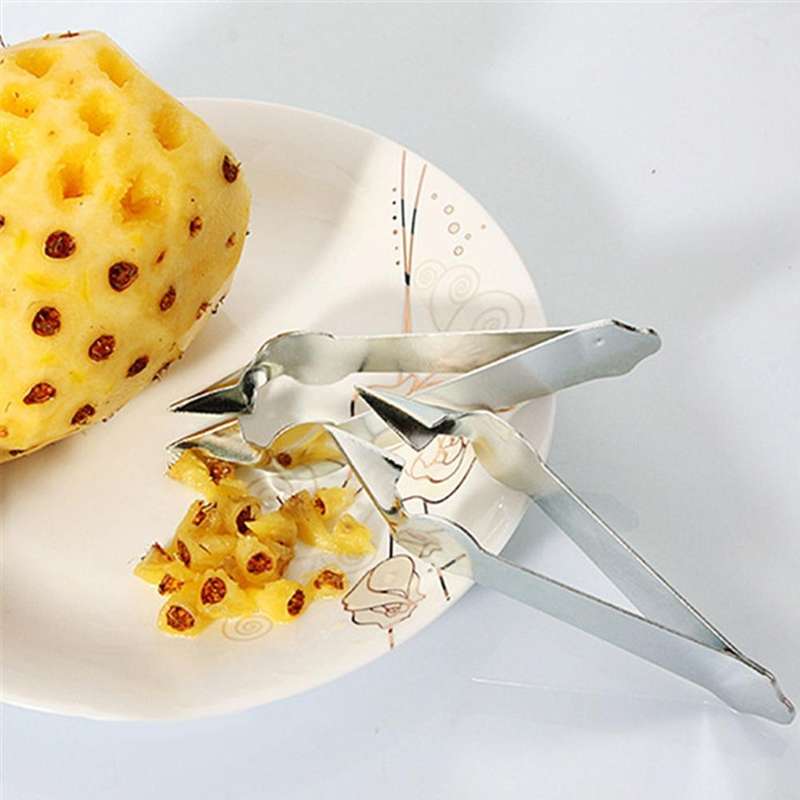 3 PCS Stainless Steel Non-slip Tip Open Blade Pineapple Clip Fruit Eye Digger Endless Steel Nail,...