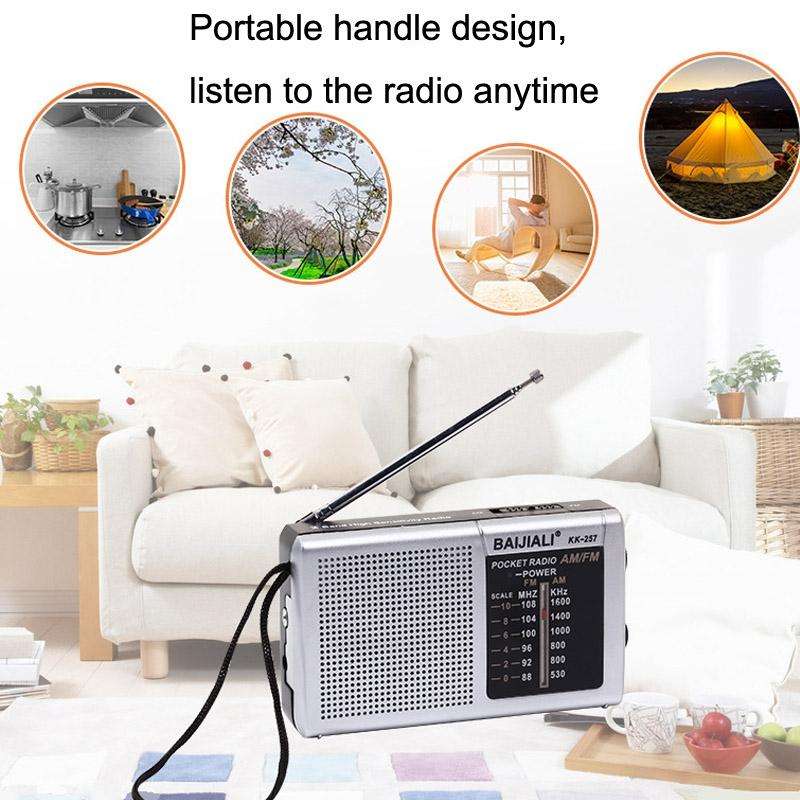 BAIJIALI BJL228 Retro Portable Two Band FM AM Radio Built-in Speaker(White)