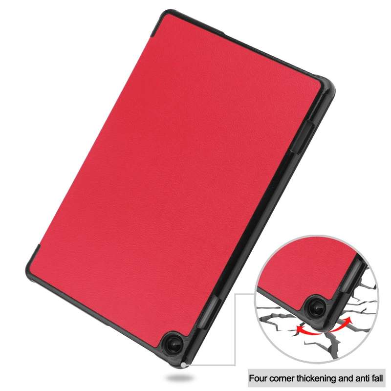 For Lenovo Tab M10 3rd Gen / TB328FU Custer Pure Color 3-Fold Holder Smart Leather Tablet Case(Red)