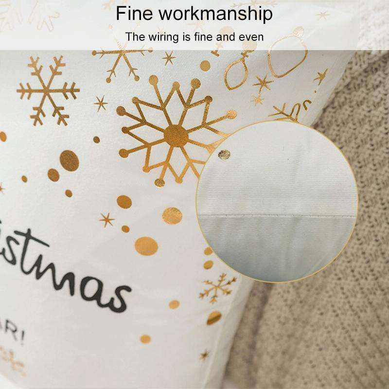 Merry Christmas Pillow Case Gold Foil Printing Pillow Cover Sofa Waist Throw Cushion Cover Coffee...