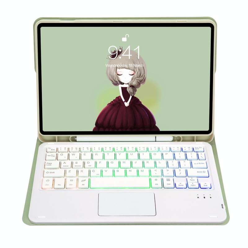 For Samsung Galaxy Tab A8 10.5 (2021) A08B-AS Candy Color Backlight Bluetooth Keyboard Leather Ta...