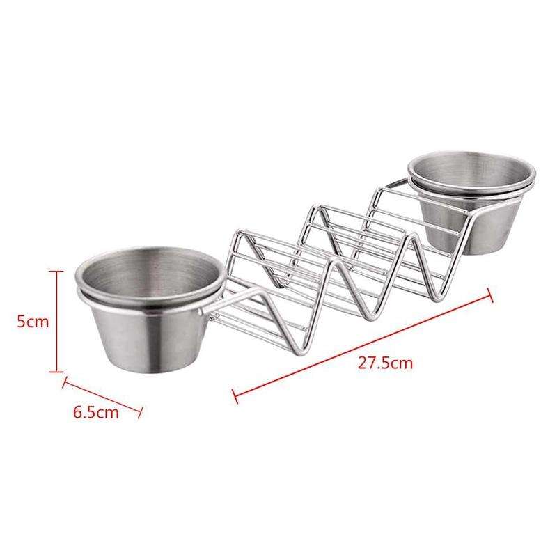 Taco Rack Stainless Steel 304 Taco Rack Taco Pancake Stand, Specification: Single Cup At Both Ends