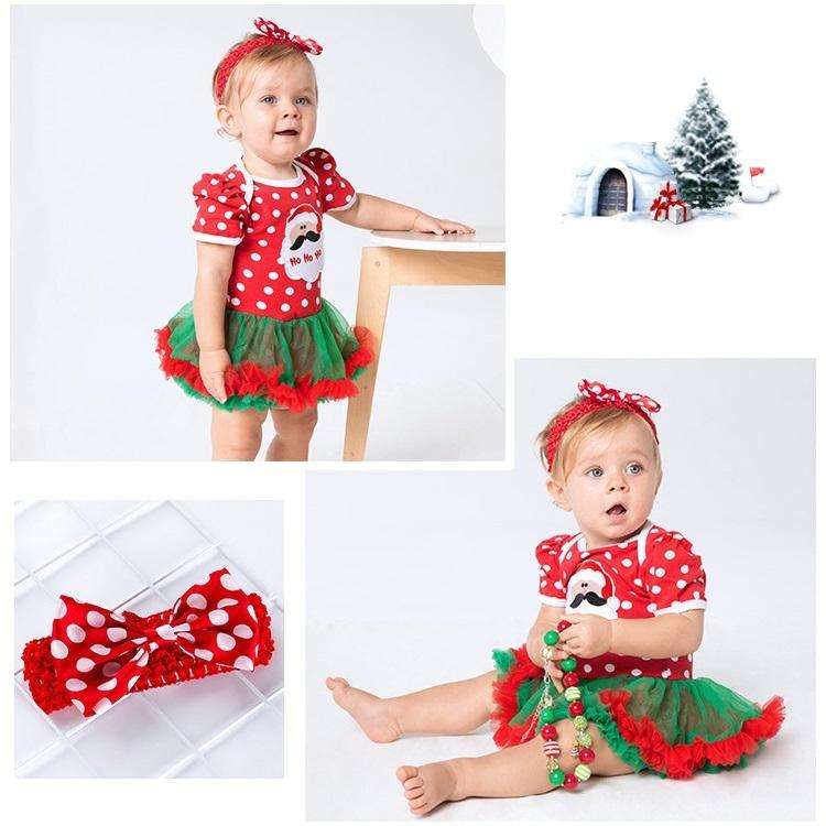Christmas Baby Short-sleeved Cartoon Print Romper Dress Baby Mesh Dress Tutu Skirt (Color:Snowfla...