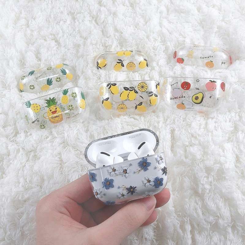 For AirPods Pro 2 Bronzing Fruit Pattern PC Earphone Hard Protective Case(Fruit Platter)