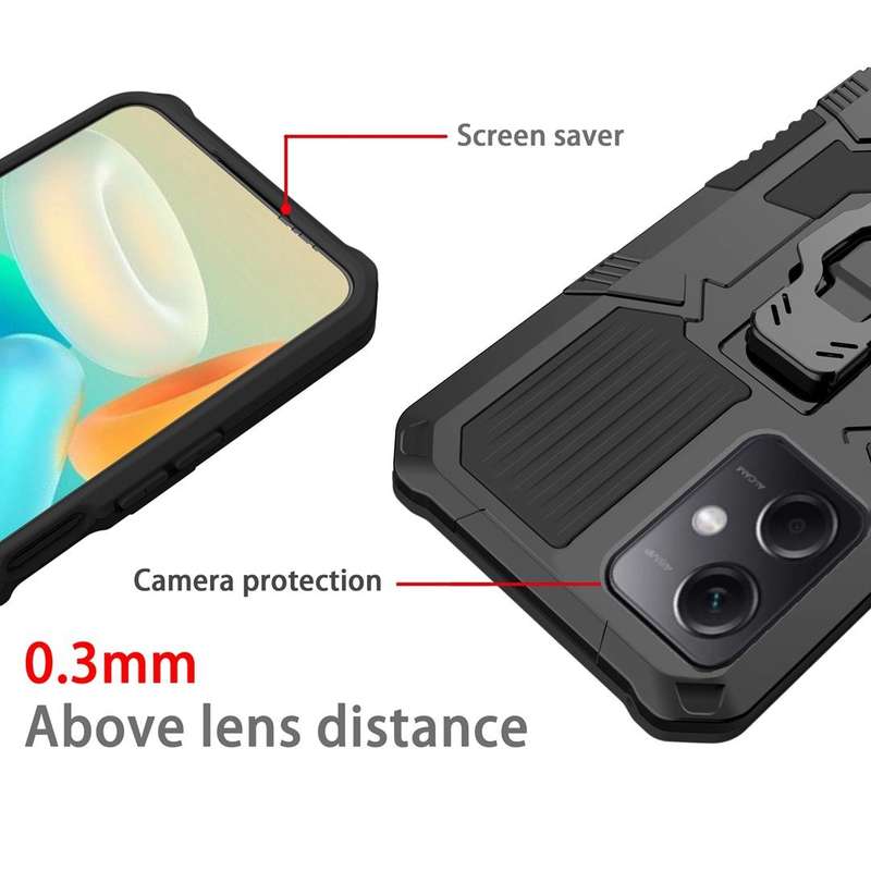For Xiaomi Redmi Note 12 4G Global Armor Warrior Shockproof PC + TPU Phone Case(Black)