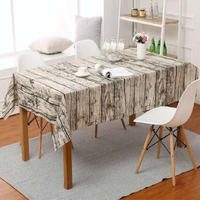 Imitation Bark Cotton Linen Tablecloth, Size:120x120cm(Wood Grain)