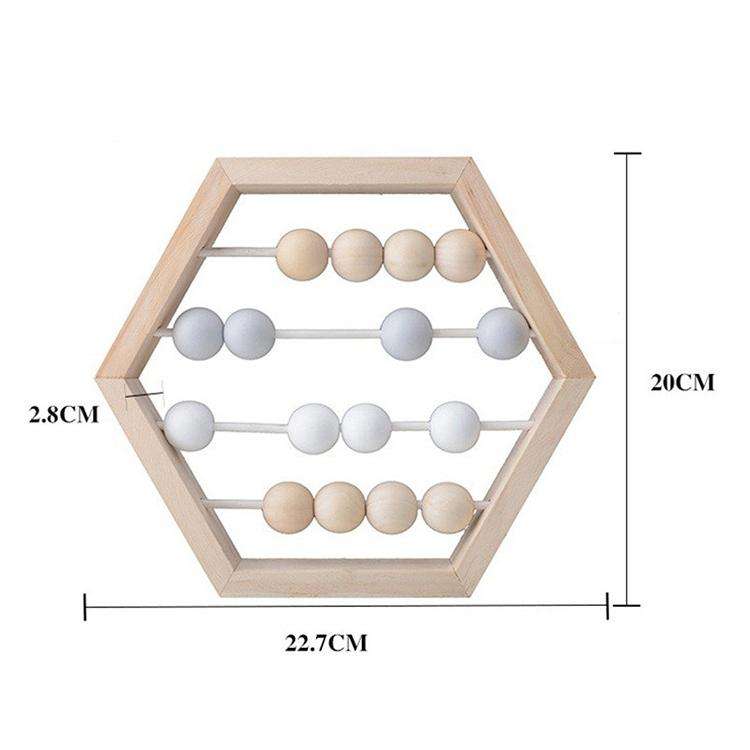 Natural Wooden Abacus Beads Craft Baby Early Learning Educational Toys Baby Room Decor(Wood White...