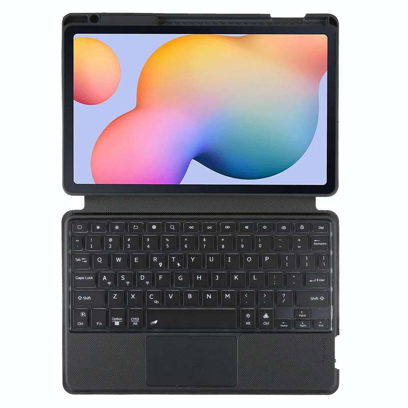 T610B-AS Pivot Backlight Upper Pen Tray Bluetooth Keyboard Leather Case For Samsung Galaxy Tab S6...