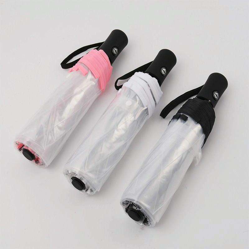 Creative Transparent Folding Umbrella 8 Bones Automatic Umbrella(White)