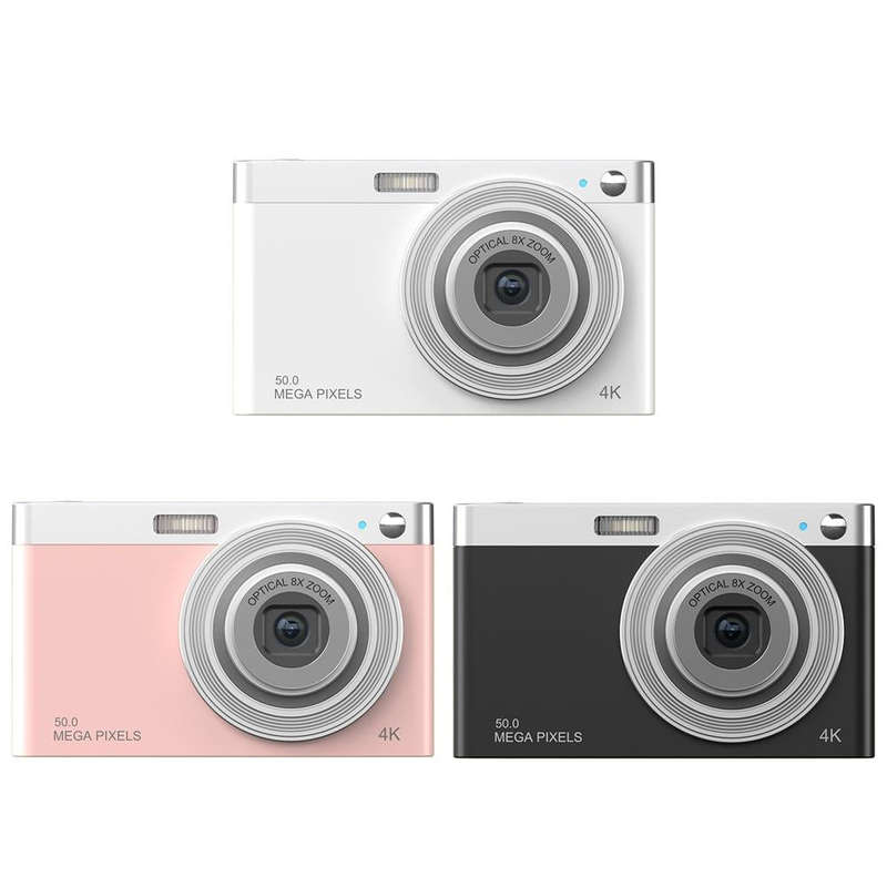 C13 2.88 inch 4K 8X Optical Zoom Telescopic Lens HD Digital Camera, Spec: Pink+Card Reader+32G