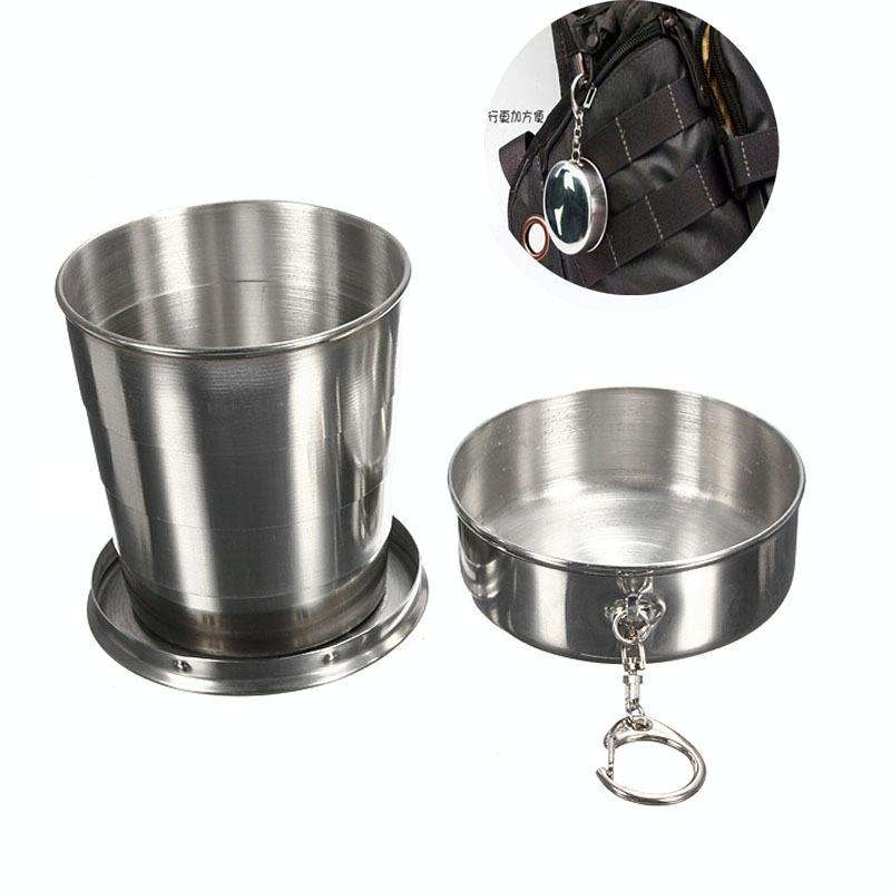 Stainless Steel Camping Folding Cup Traveling Outdoor Camping Hiking Mug Portable Collapsible Cup...