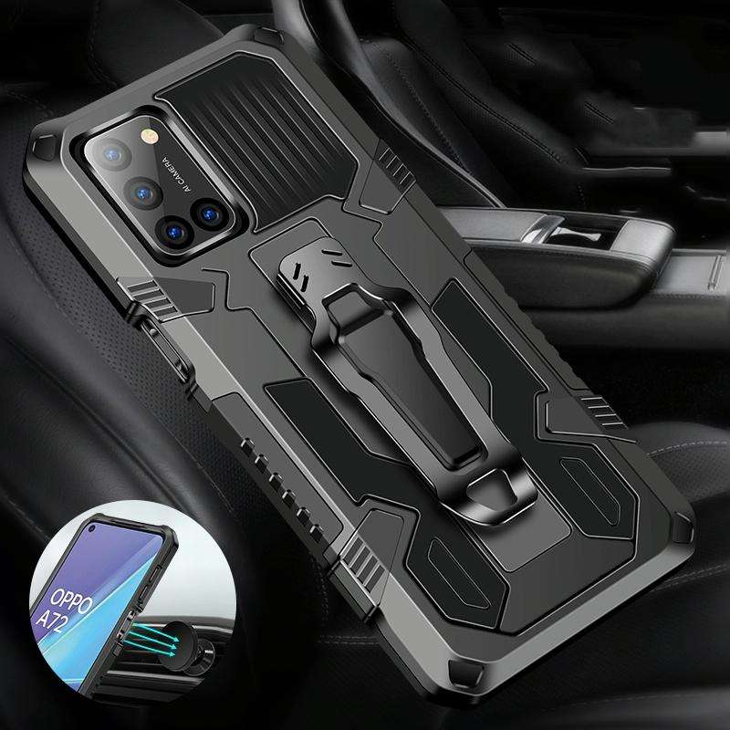 For OPPO A72 Machine Armor Warrior Shockproof PC + TPU Protective Case(Black)