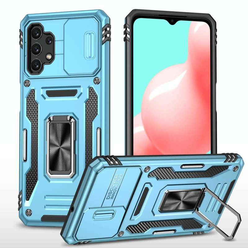 For Samsung Galaxy A32 5G Armor PC + TPU Camera Shield Phone Case(Light Blue)