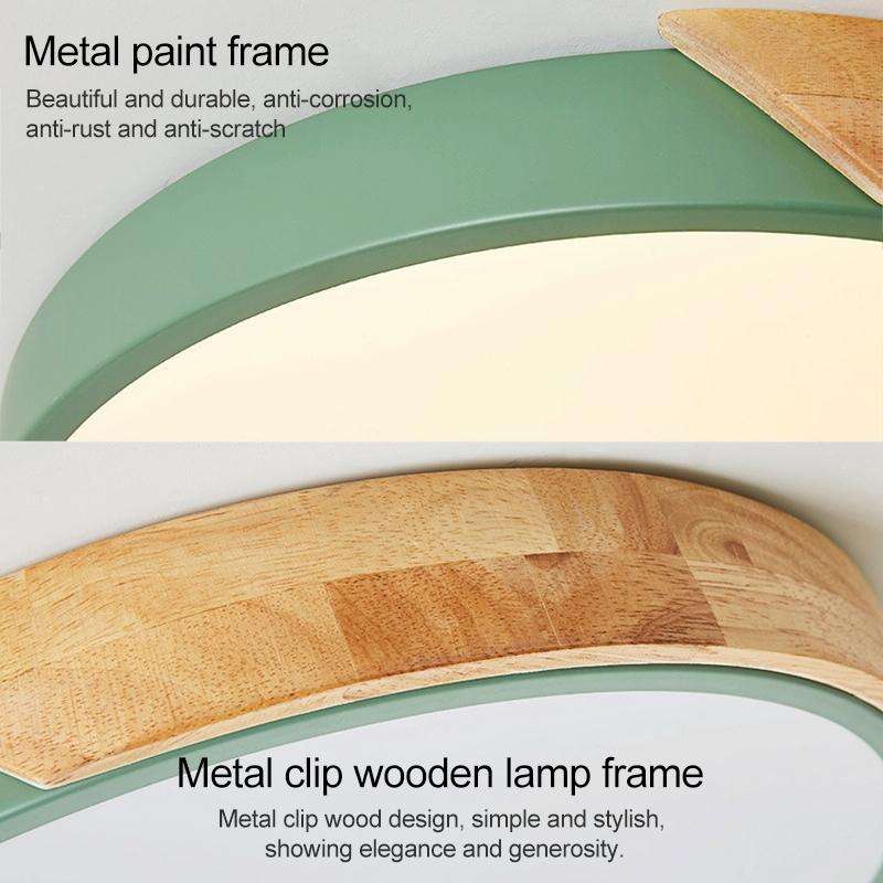 Wood Macaron LED Round Ceiling Lamp, Stepless Dimming, Size:23cm(White)