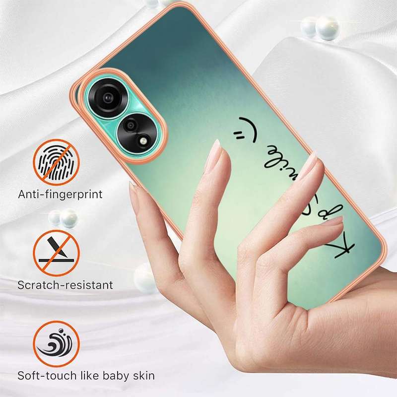 For OPPO A78 4G Electroplating Marble Dual-side IMD Phone Case(Smile)