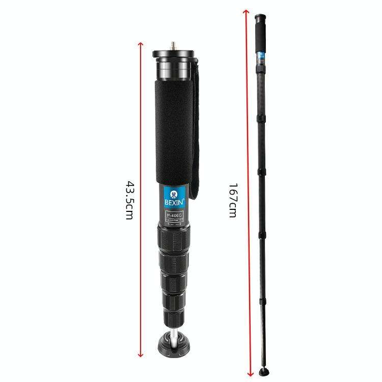 BEXIN P406C Camera Carbon Fiber Monopod Travel Live Selfie Bracket Holder