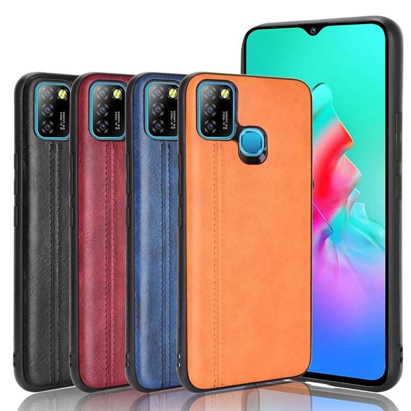 For Infinix Hot 10 Lite Shockproof Sewing Cow Pattern Skin PC + PU + TPU Case(Orange)