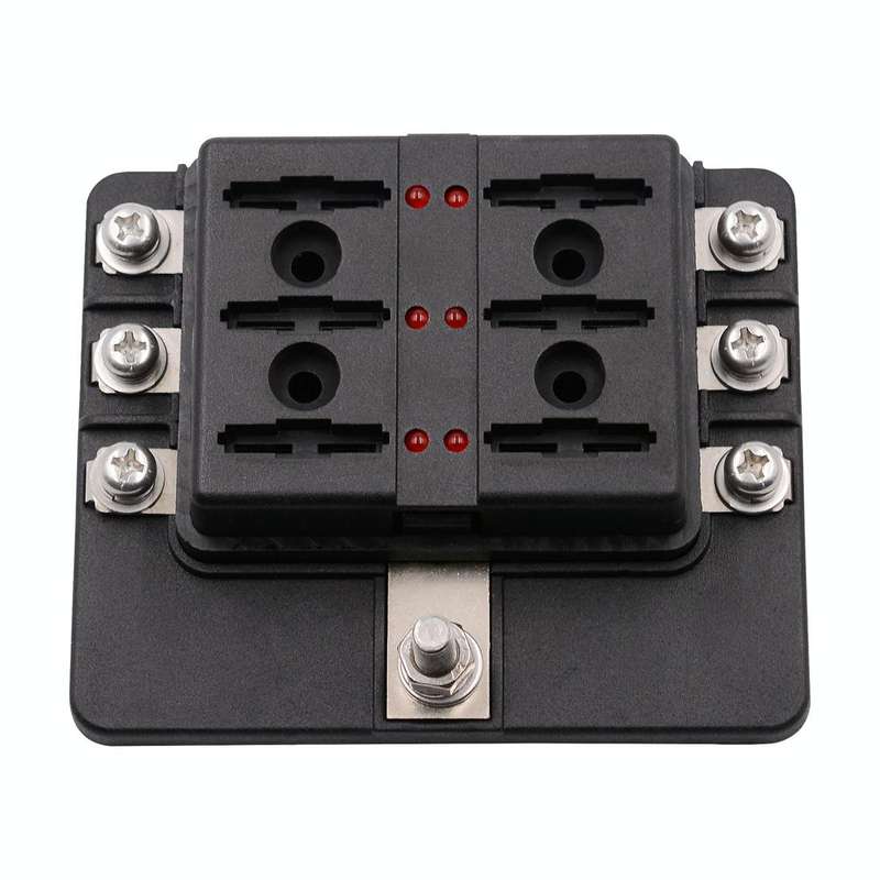 1 in 6 Out 6 Way Circuit Fuse Box Screw Terminal Section Fuse Holder Kits with LED Warning Indica...