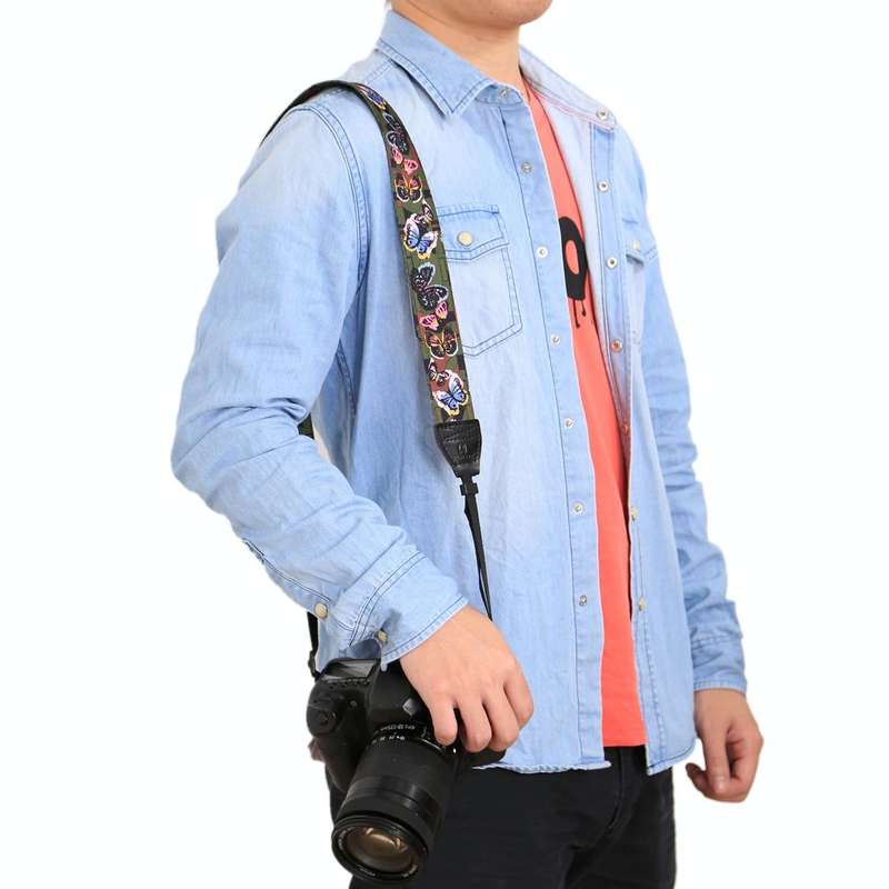 PULUZ Retro Ethnic Style Multi-color Series Butterflies Shoulder Neck Strap Camera Strap for SLR ...