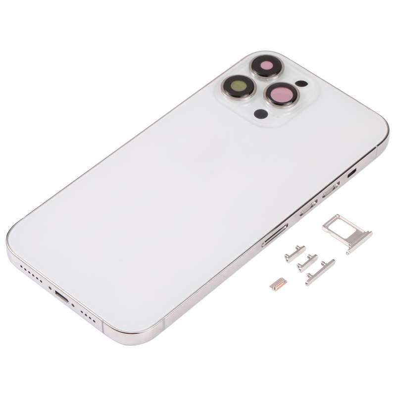 Back Housing Cover with SIM Card Tray & Side  Keys & Camera Lens for iPhone 13 Pro Max(White)