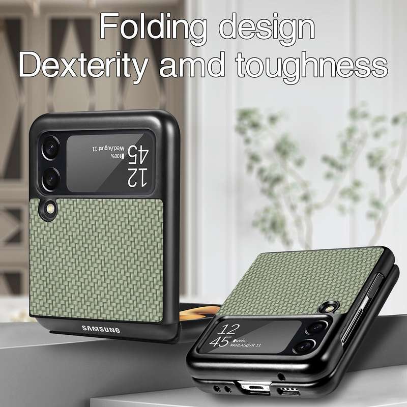 For Samsung Galaxy Z Flip3 5G Cross Pattern Slim PC Protective Case(Green)