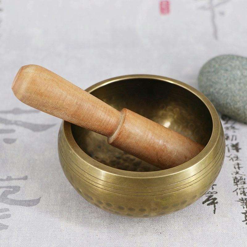 Buddha Sound Bowl Yoga Meditation Copper Bowl, Size: Diameter 8cm(Bowl+Mat+Wooden Stick+Linen Bag)