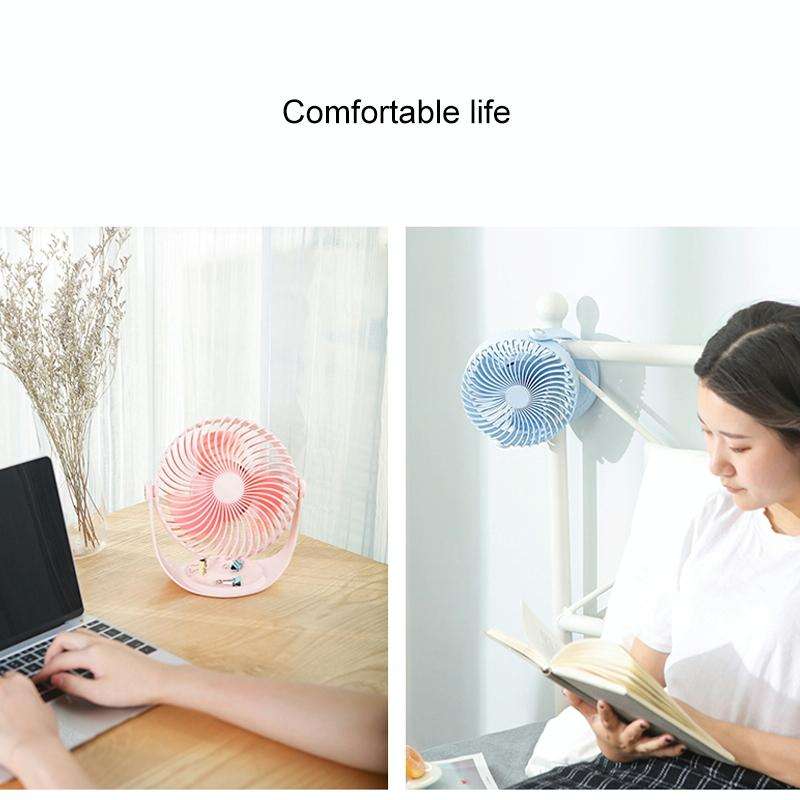 F12 Portable Rotatable USB Charging Stripe Desktop Fan with 3 Speed Control (Pink)