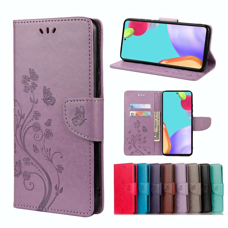 For Samsung Galaxy A23 5G Butterfly Flower Pattern Flip Leather Phone Case(Light Purple)