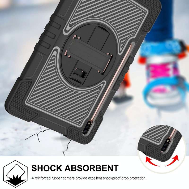 For Samsung Galaxy Tab A7 Lite 360 Degree Rotation Contrast Color Silicone + PC Tablet Case(Black)