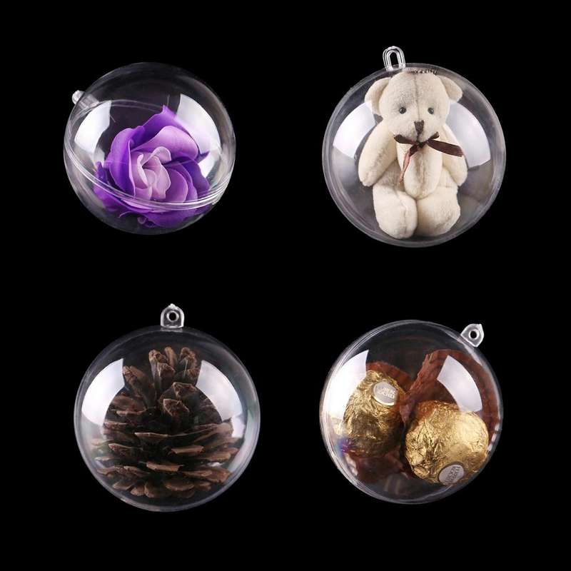 5 PCS Transparent Christmas Ball Hollow Plastic Sphere Ball Shaped Eternal Flower Ball Wedding Gi...