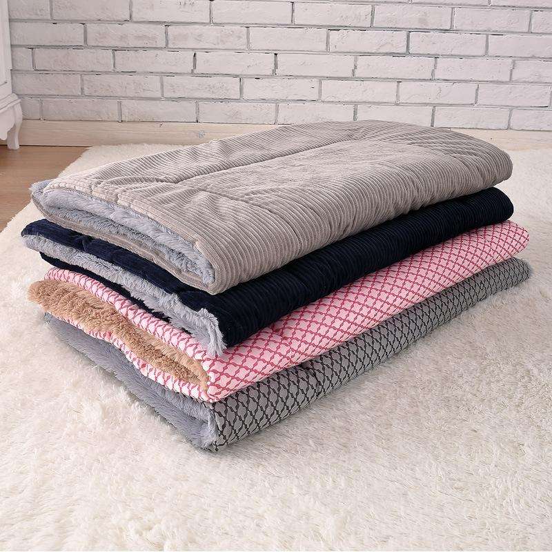 Double Sided Pet Mat Four Seasons Warm Dog Blanket,Size: S(Short Plush Gray)