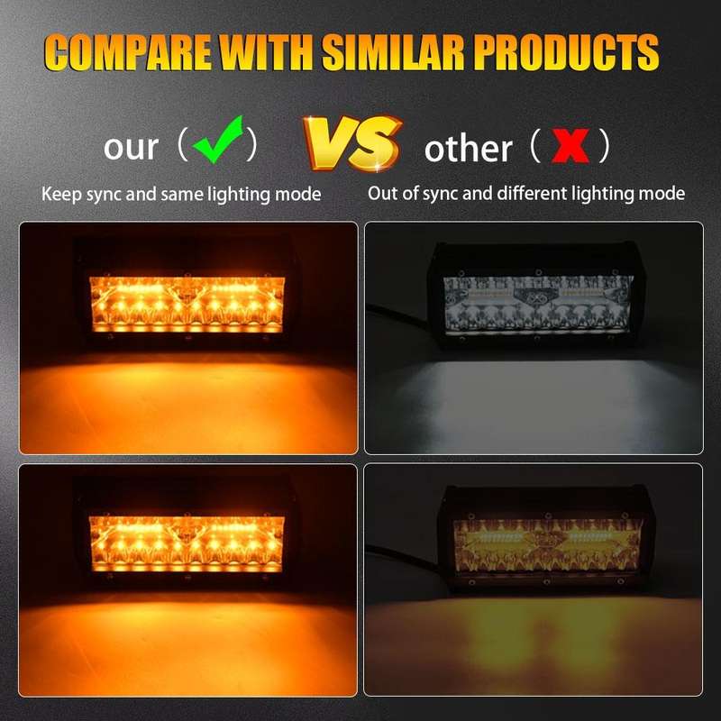 7 inch 15W 3 Row Car LED Strip Light Working Refit Off-road Vehicle Lamp Roof Strip Light with Ye...