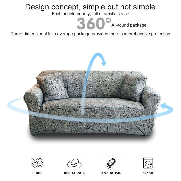 Double Seat Full Coverage Elastic Non-slip Sofa Cover(Grey)